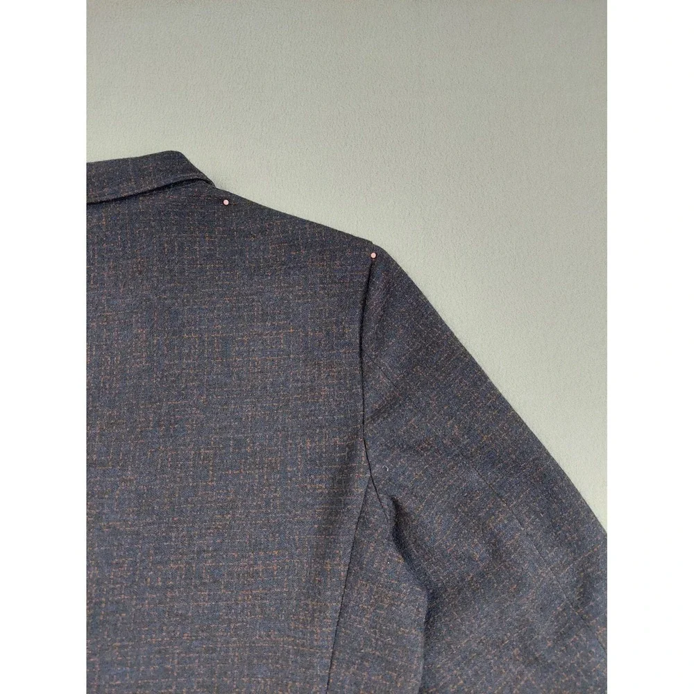 Samuelsohn Men Blazer Jacket 44R Blue Herringbone 100% Wool Single Breasted Work